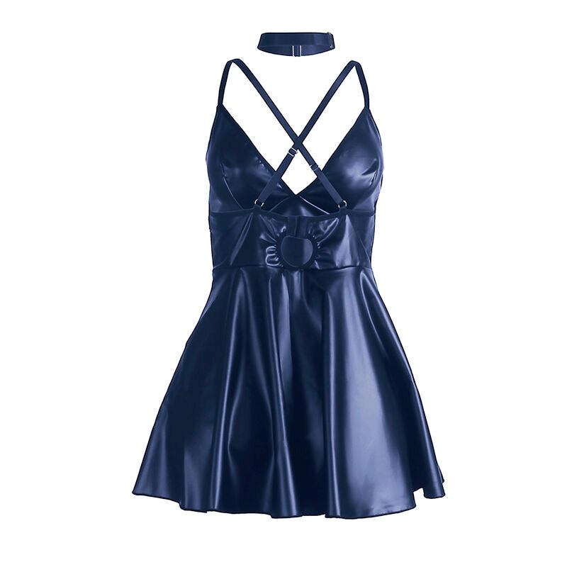 Abito blu con spalline in pelle SUBBLIME Dresses, taglia L/XL, vestibilità elegante e dettagli in pelle.