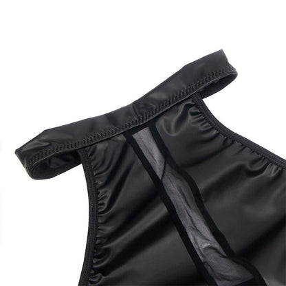 Abito nero SUBBLIME DRESSES con scollo alto e dettagli trasparenti, taglia L/XL, vestibilità elegante e moderna.