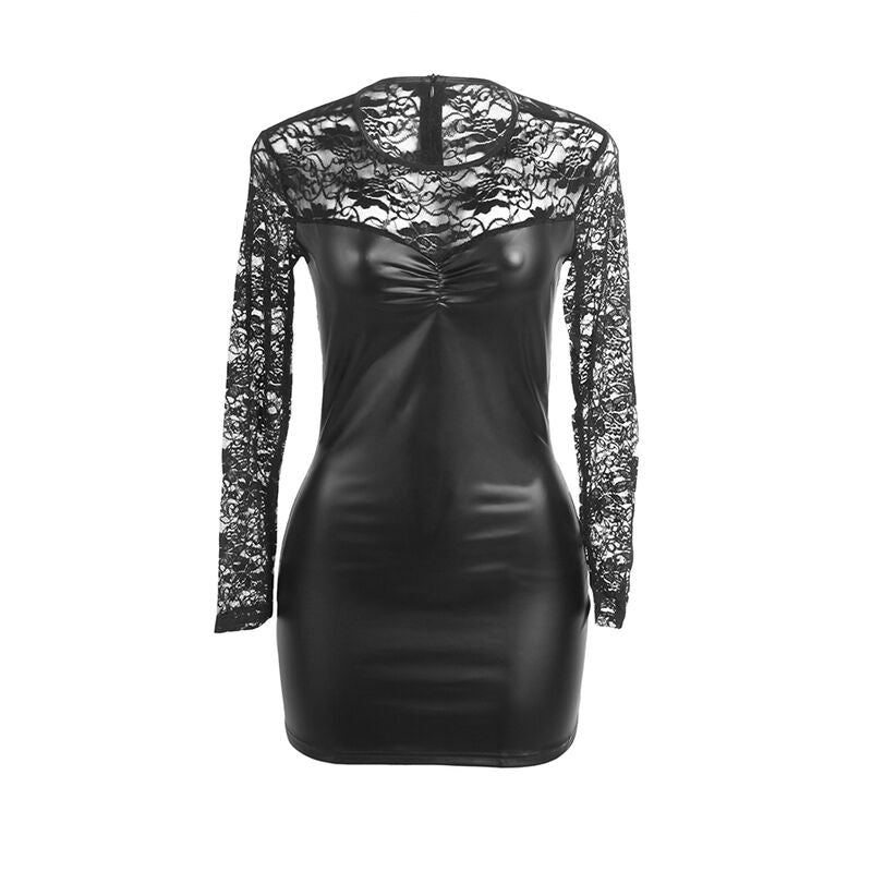 Abito nero con maniche lunghe e dettagli in pizzo di SUBBLIME DRESSES, taglia S/M, elegante e femminile.