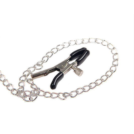 Coppia di morse in pelle nera SUBBLIME FETISH, clip di legatura BDSM, con cinturino regolabile, su sfondo neutro.