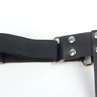 Giarrettella punk in pelle nera regolabile SUBBLIME FETISH, stile audace e versatile, con dettagli in pelle nero e chiusura regolabile