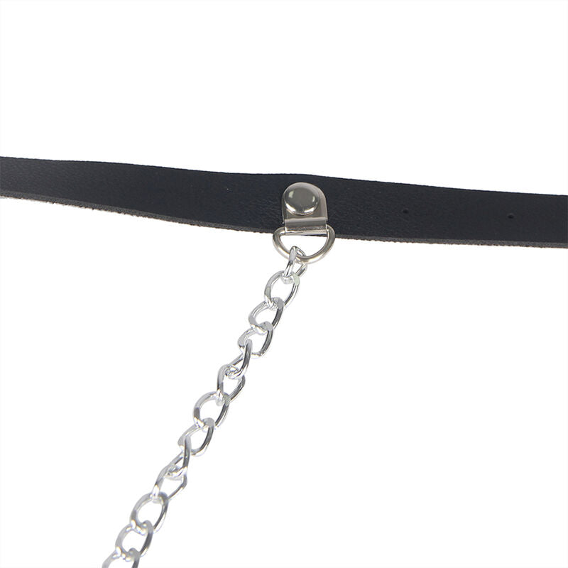 Cintura in pelle nera SUBBLIME FETISH, stile unisex, con fibbia in metallo, dettaglio di alta qualità, taglia unica.