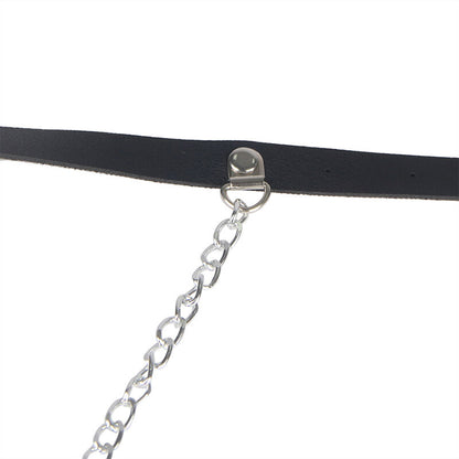 Cintura in pelle nera SUBBLIME FETISH, stile unisex, con fibbia in metallo, dettaglio di alta qualità, taglia unica.