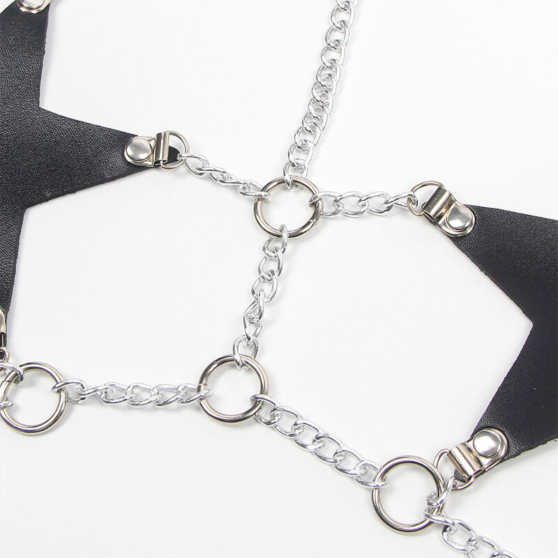 Imbracatura completa SUBBLIME FETISH con catena a stella, dettaglio in metallo, taglia unica, per accessori fetish e bondage.