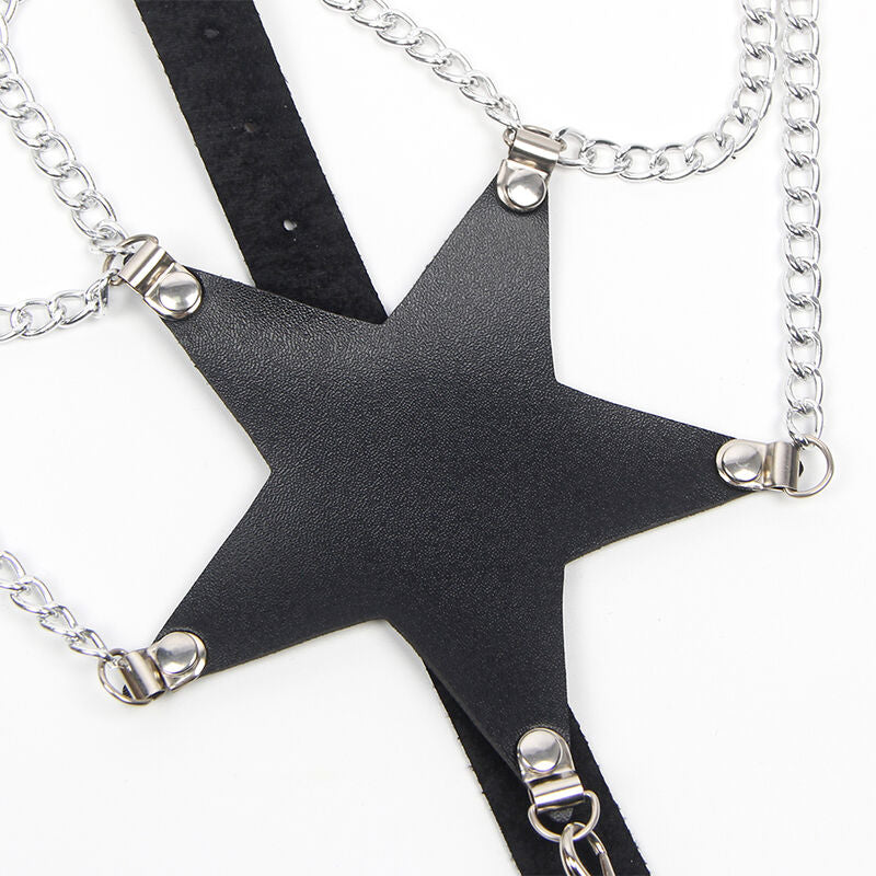 Imbracatura completa SUBBLIME FETISH con catena a stella, dettaglio elegante, taglia unica, per accessori fetish e moda alternativa