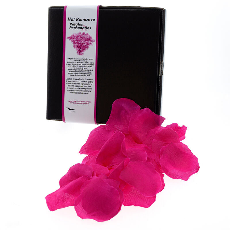 Petali fucsia profumati TALOKA con fragranza afrodisiaca, visibili in primo piano, ideali per aromatizzare ambienti o momenti speciali.