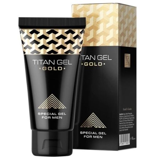 Gel Titan Gel Gold per aumento del pene, flacone da 50ml, prodotto per migliorare le dimensioni e la performance.