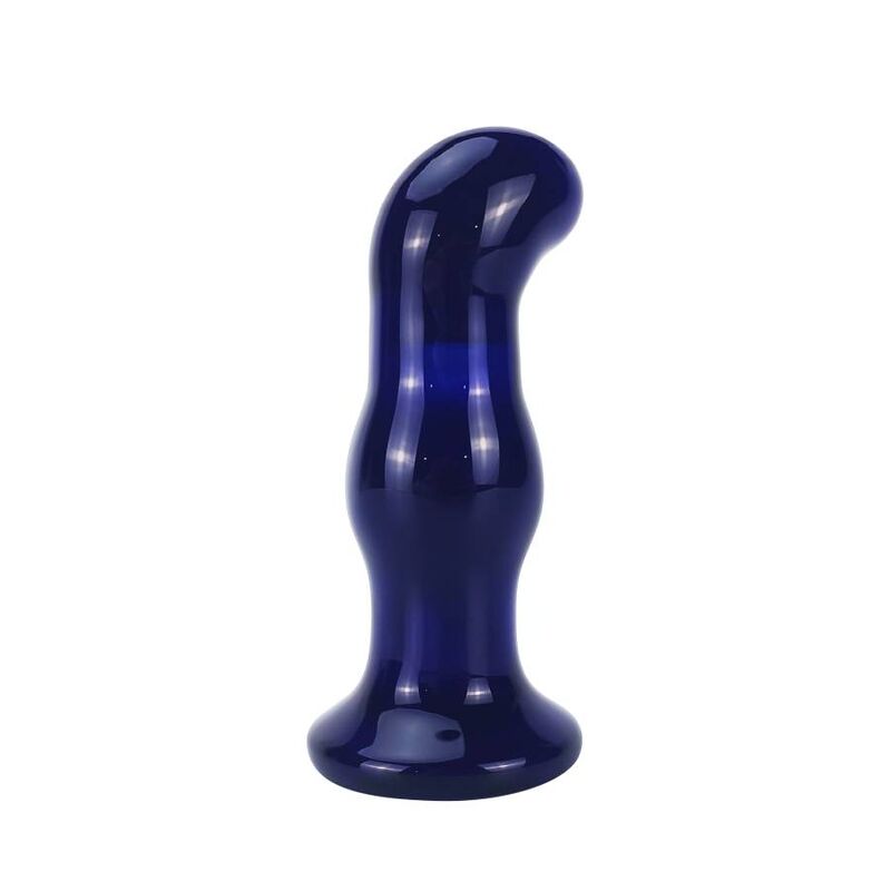 Butt plug in vetro trasparente vibrante di TOYJOY, design lucente e colorato, ideale per uso intimo e stimolazione.