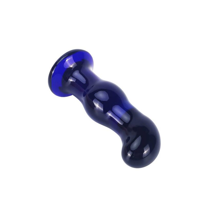 Butt plug in vetro vibrante TOYJOY, design brillante e colorato, per uso estetico e sensoriale, visibile in immagine.