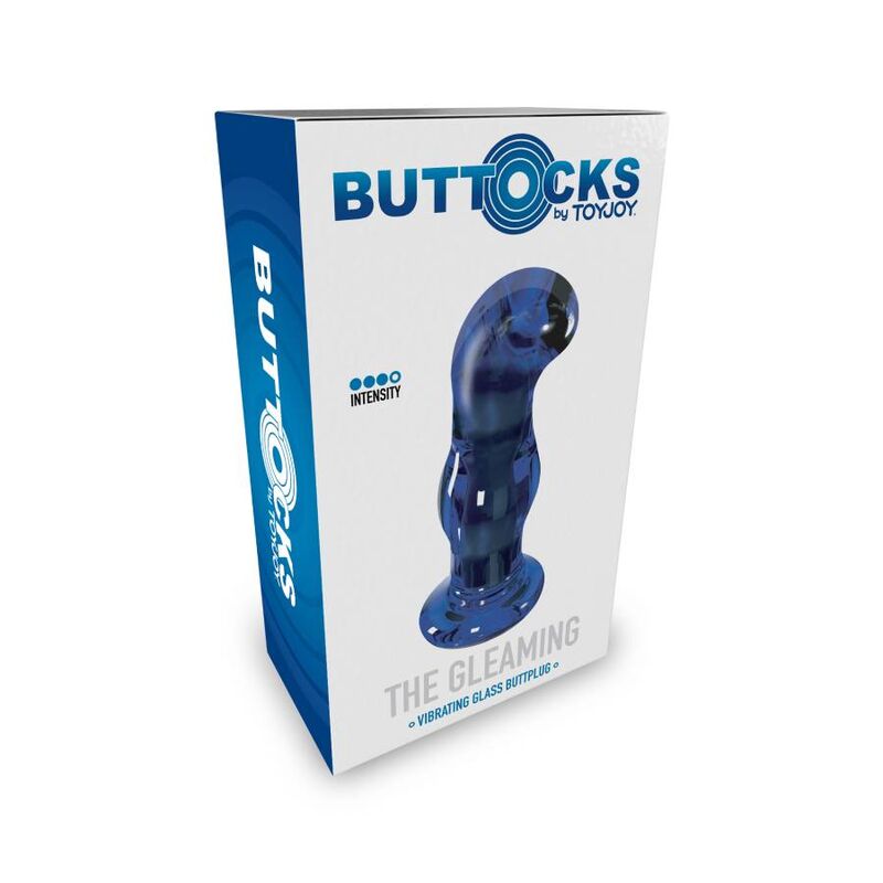 Butt plug in vetro vibrante TOYJOY The Gleaming, con superficie lucida e trasparente, ideale per uso intimo e stimolazione.