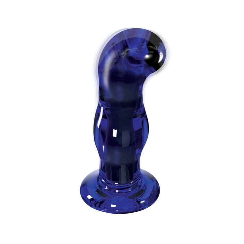 Butt plug in vetro vibrante TOYJOY, design elegante e trasparente con riflessi colorati, per stimolazione e divertimento.