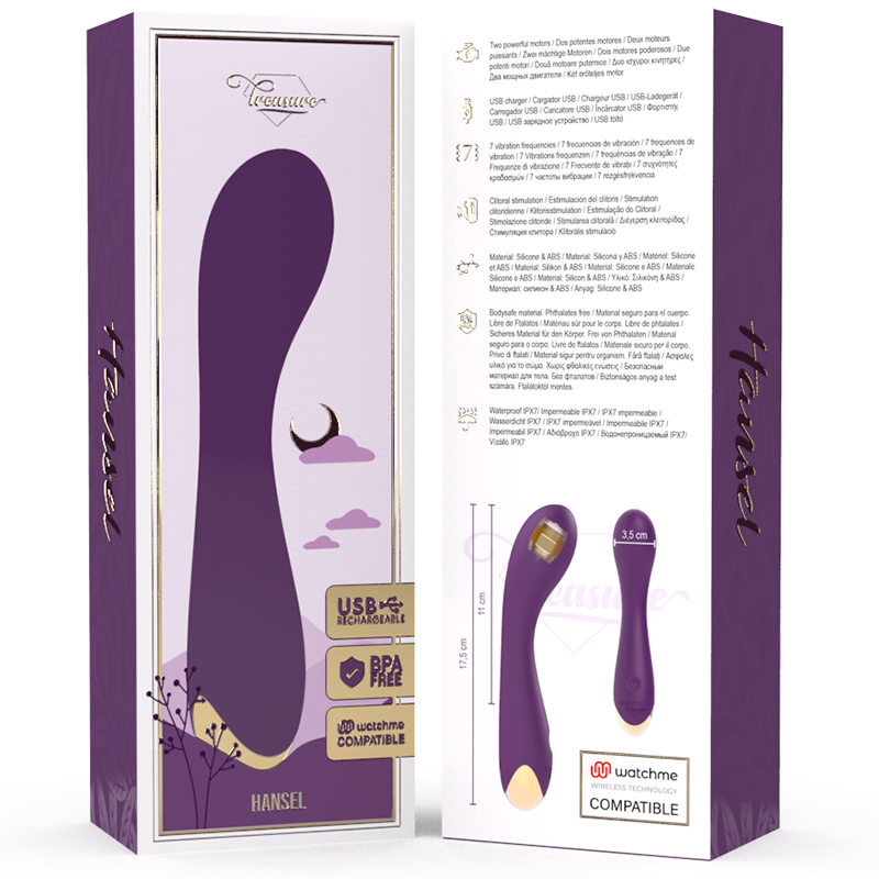 Vibratore punto G TREASURE Hansel WatchMe compatibile con tecnologia wireless, design elegante e funzionale.