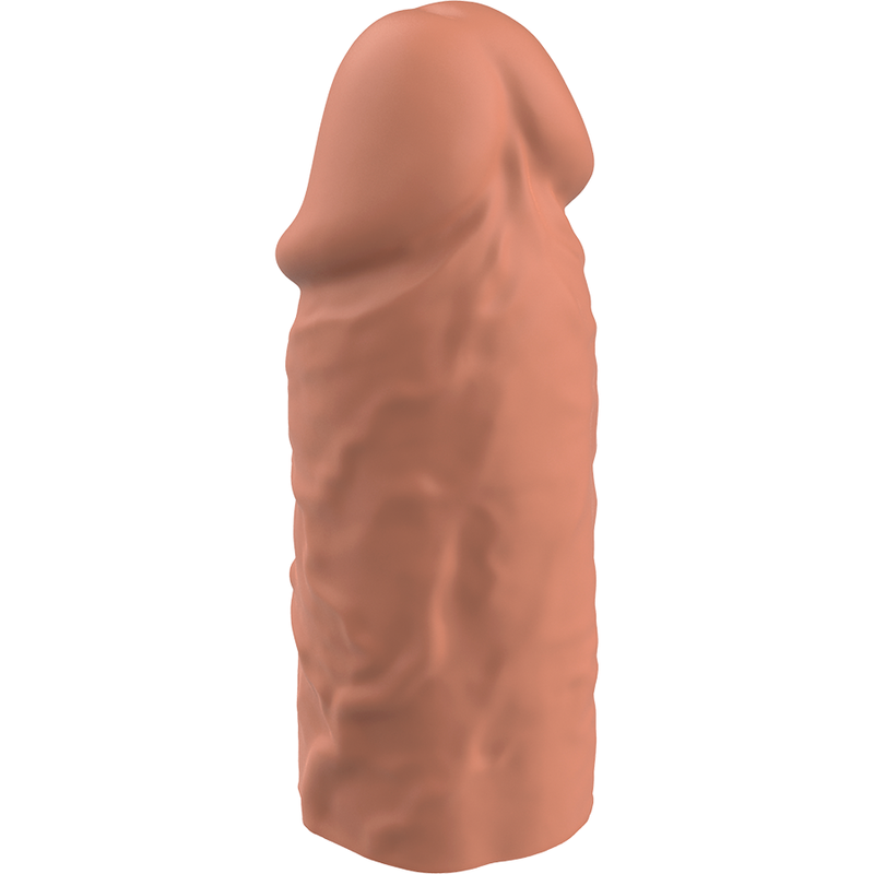 Estensione del pene in silicone liquido VIRILXL V3 marrone, dispositivo di supporto maschile con design ergonomico.