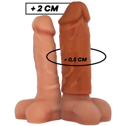 Estensione del pene in silicone liquido VIRILXL V3 marrone, dispositivo per migliorare le dimensioni e la forma.
