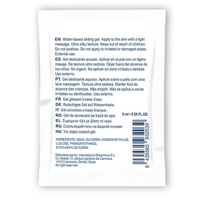 Gel scorrevole neutro Waterfeel a base d'acqua, 6 ml, contenuto visibile in un flacone trasparente con etichetta.