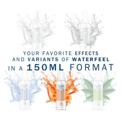 Lubrificante ad effetto calore Waterfeel da 150 ml, fluido trasparente per uso personale o intimo.