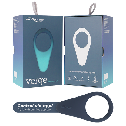 Anello vibrante WE-VIBE Verge in silicone nero, con design ergonomico e superficie liscia per stimolazione.