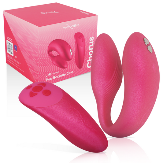 Vibratore Chorus per coppia WE-VIBE, in rosa, con controllo squeeze e design ergonomico, visibile nell'immagine.