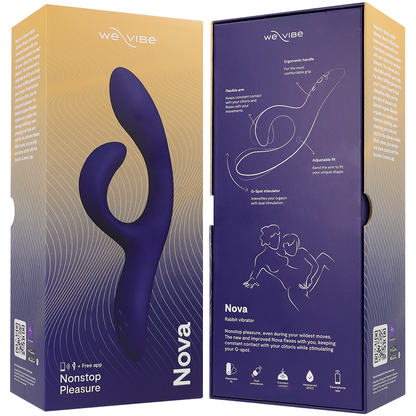 Vibratore WE-VIBE Nova 3 Rabbit blu notte, stimolatore a doppio stimolo con design ergonomico e materiali morbidi.