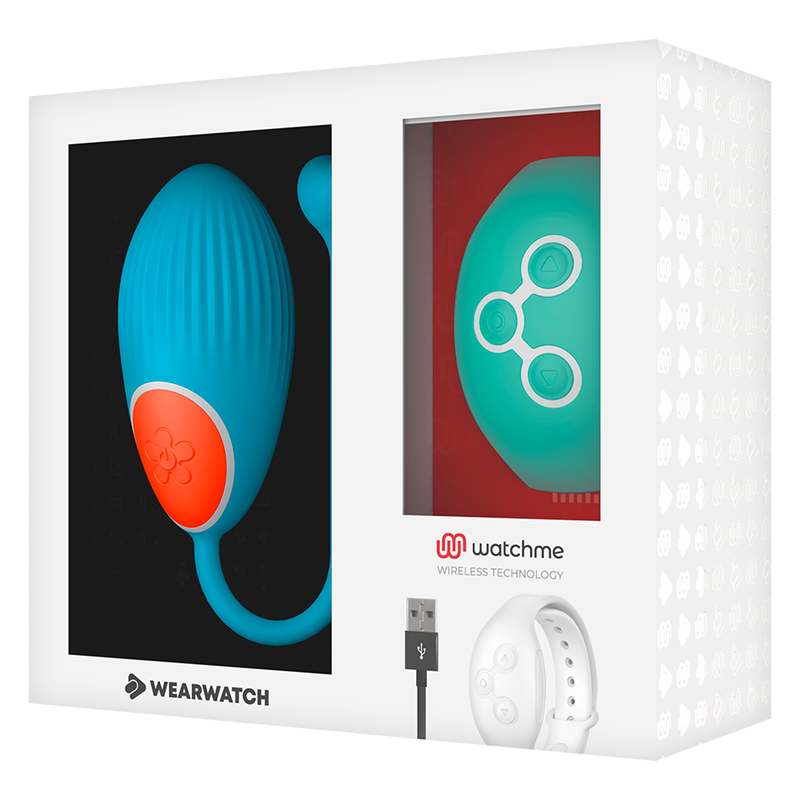Orologio WearWatch TECNOLOGIA WATCHME Telecomando Blu Uovo Acquamarina, dettaglio del design con superficie lucida e forma ovale.