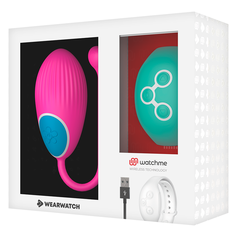 Orologio WearWatch WatchMe telecomando a forma di uovo fucsia con dettagli acqua di mare, tecnologia innovativa e design elegante.