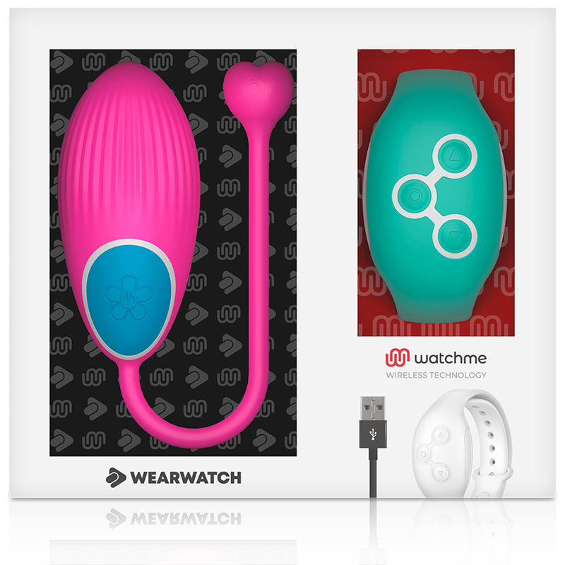Orologio WearWatch Tecno WatchMe telecomando a forma di uovo fucsia con dettagli acqua di mare, display digitale e cinturino in silicone.