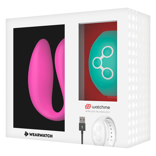 Vibratore WatchMe WEARWATCH a doppia tecnologia, color fucsia, con design elegante e dettagli visibili in acqua di mare