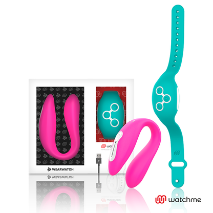 Vibratore Wearwatch WatchMe a doppia tecnologia, colore fucsia, con dettagli che richiamano l'acqua di mare, visibile in primo piano.
