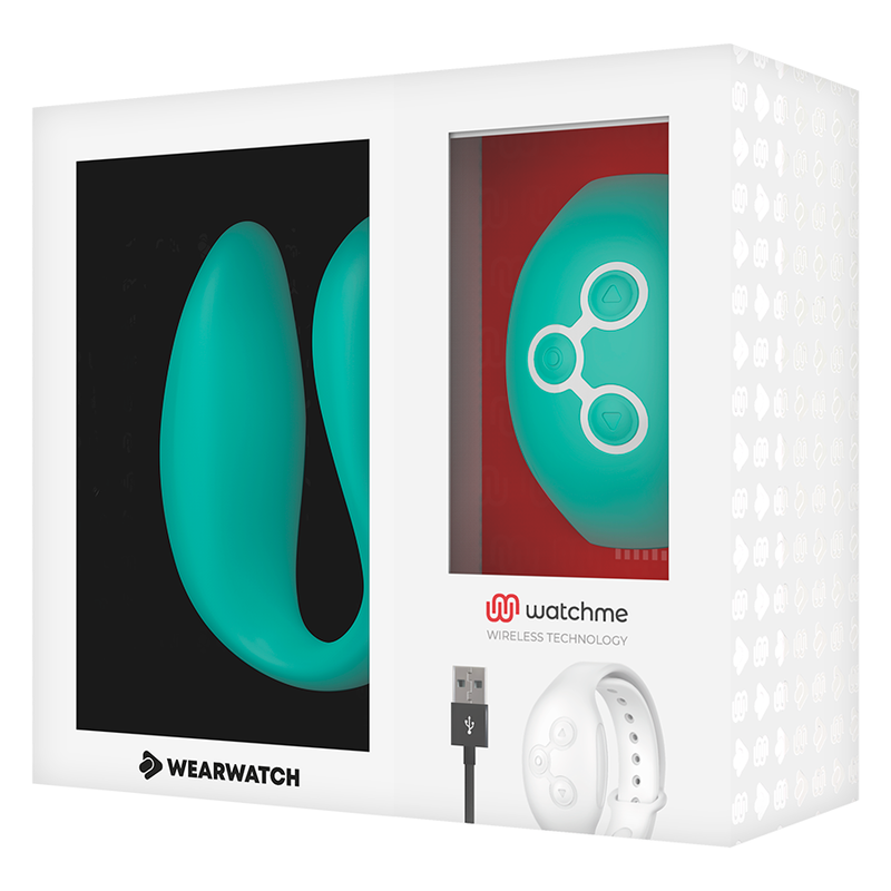 Vibratore WearWatch WatchMe a doppia tecnologia verde chiaro, con design ergonomico e dettagli visibili.