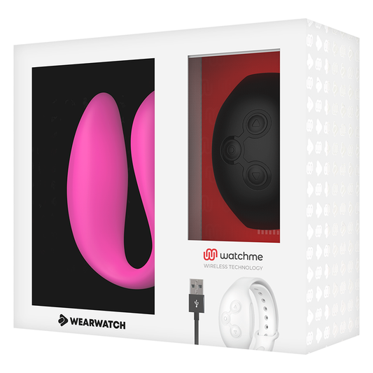 Vibratore WearWatch WatchMe con doppia tecnologia, colore fucsia e azabache, design elegante e compatto, visibile in immagine