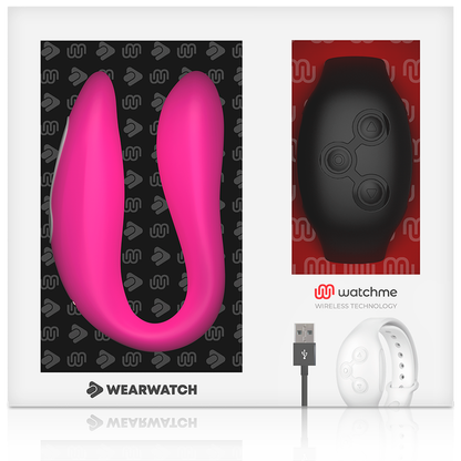 Vibratore WearWatch WatchMe doppia tecnologia, colore fucsia e azabache, con design elegante e dettagli visibili.