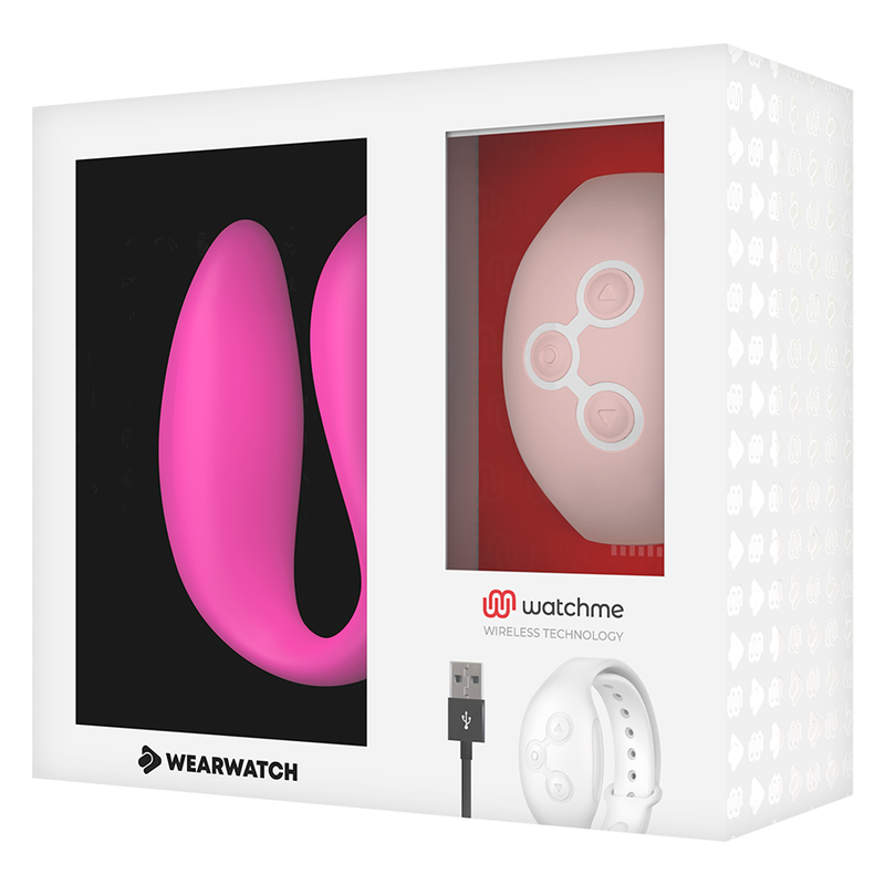Vibratore wearable WEARWATCH WatchMe con tecnologia doppia, in colore fucsia e rosa, mostrato in primo piano.
