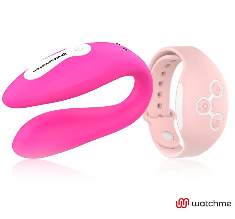Vibratore WearWatch WatchMe doppia tecnologia, colore fucsia e rosa, con design compatto e dettagli ergonomici.
