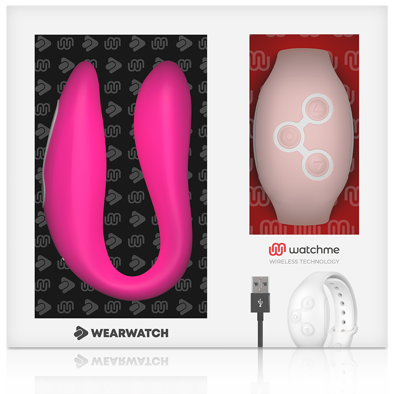 Vibratore WearWatch WatchMe con tecnologia doppia, colore fucsia e rosa, mostra il design elegante e dettagliata del dispositivo.