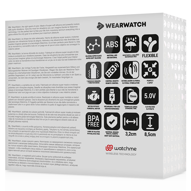 Vibratore WEARWATCH WATCHME rosa con tecnologia doppia, progettato per uso in acqua di mare, immagine del prodotto.