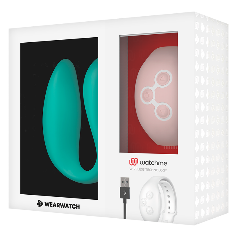 Vibratore doppia tecnologia WEARWATCH WATCHME rosa, design elegante, resistente all'acqua mare, con dettagli in rilievo.