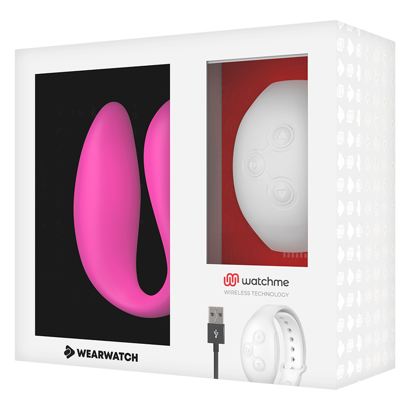Vibratore WEARWATCH WATCHME a doppia tecnologia in colore fucsia e neve, con design ergonomico e dettagli visibili in immagine