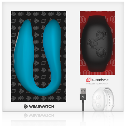 Vibratore WearWatch WatchMe Indigo e Jet con doppia tecnologia, mostrato in dettaglio in immagine.