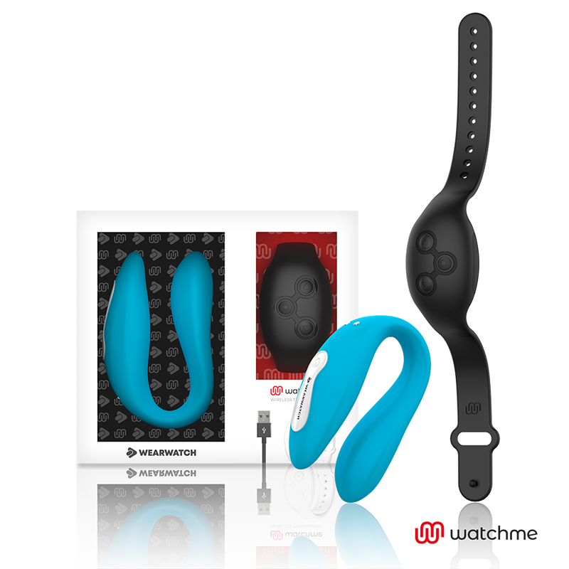 Vibratore WearWatch WatchMe Indigo e Jet con tecnologia doppia, design ergonomico e dettagli in silicone colorato.
