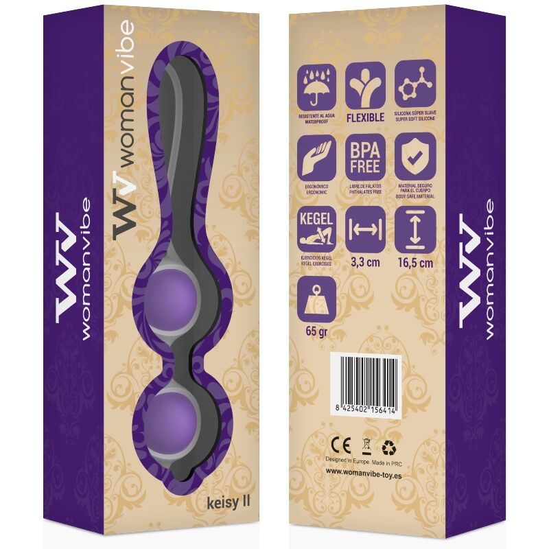 Sfere in silicone WOMANVIBE Keisy II, design ergonomico e morbido, ideale per massaggi e relax corpo femminile.