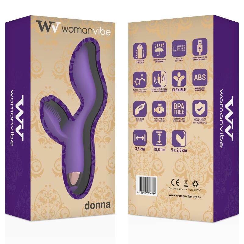 Vibratore in silicone ricaricabile WOMANVIBE, design elegante e compatto, ideale per il piacere femminile.