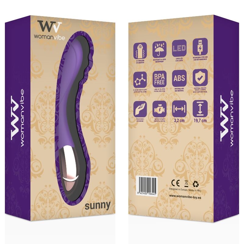 Vibratore ricaricabile WomanVibe Sunny in silicone, design elegante e compatto, ideale per il piacere femminile.
