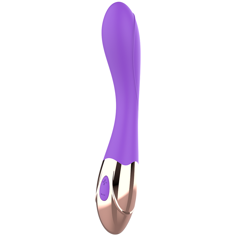 Vibratore ricaricabile WOMANVIBE Sunny in silicone, elegante design, ideale per stimolazione, display e pulsanti visibili nell'immagine.