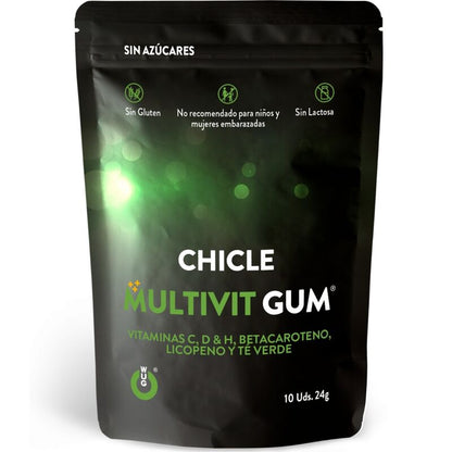 Gomma da masticare WUG GUM Multivitamin C, H, D con beta-carotene, licopene e tè verde, confezione da 10 unità