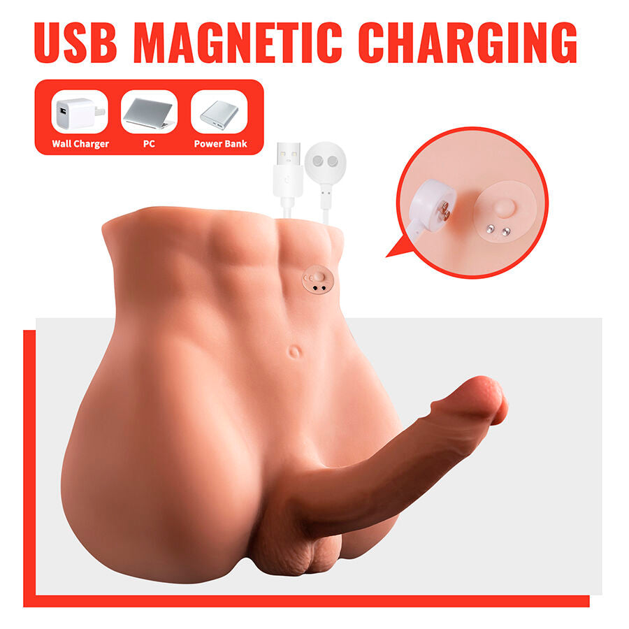 Dildo realistico XISE Bertlett con anello anale e stimolatore, 18 cm, in posizione frontale, prodotto per adulti.