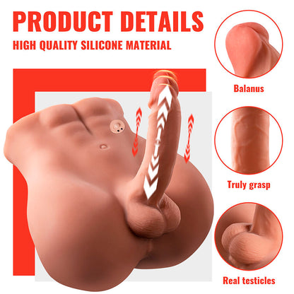 Dildo realistico XISE BERTLETT con anello anale, 18 cm, in silicone, per uso frontale e stimolazione anale.