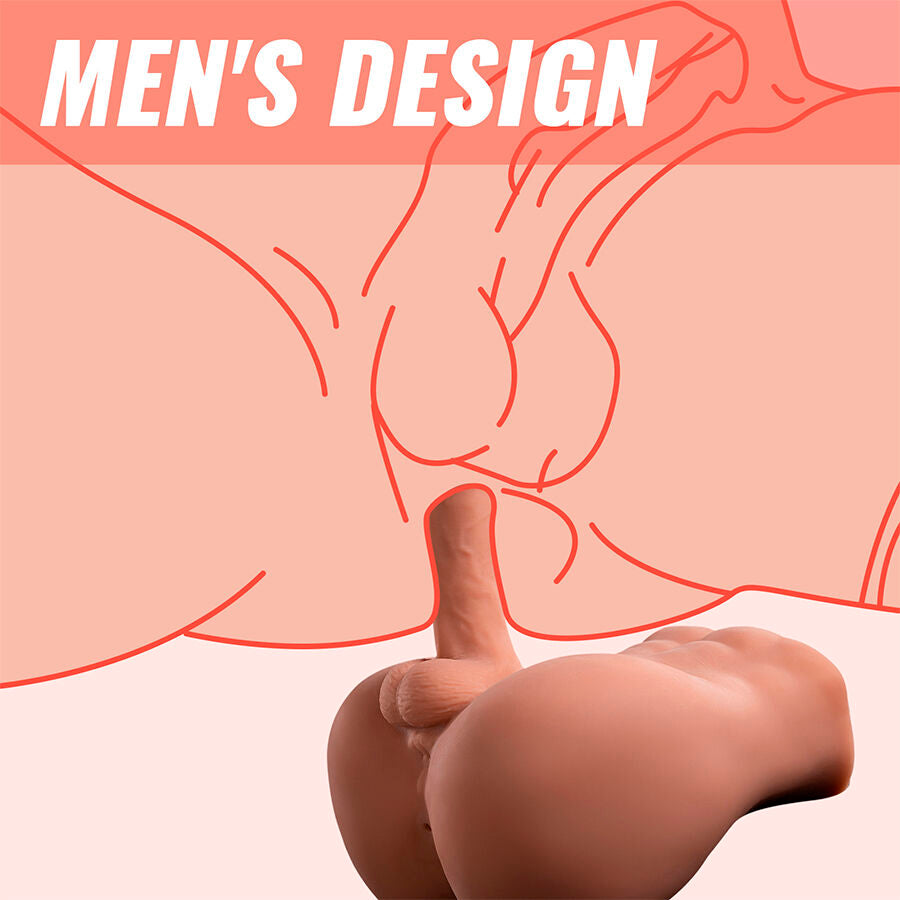 Dildo realistico XISE Bertlett, masturbatore anale e vaginale di 18 cm, con posizione frontale e funzione di spinta.