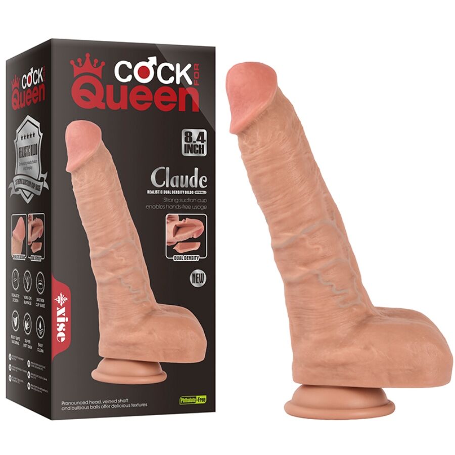 Dildo realistico doppia densità XISE Claude, lunghezza 16,5 cm, con dettagli realistici e superficie morbida.