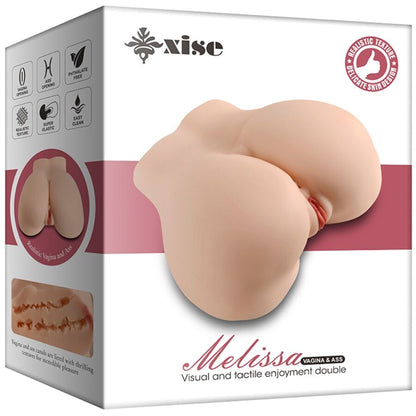 Masturbatore realistico XISE Melissa, multi-posizione, per vagina e ano, con dettagli realistici e superficie morbida.