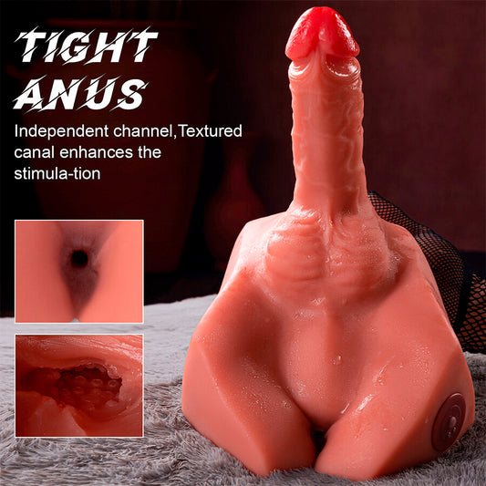 Dildo realistico XISE Michael e masturbatore anale con spinta, lunghezza di 15 cm, morbido e dettagliato, in silicone.